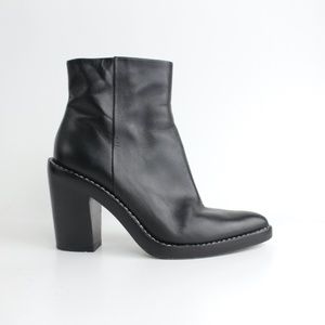 ALEXANDER WANG Black Leather Platform Ankle Boots Chelsea Pointed Toe Sold Out